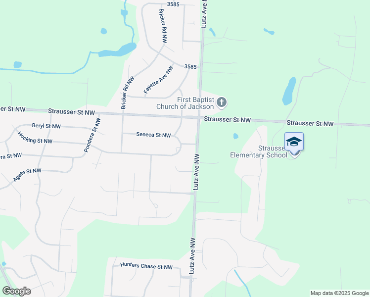 map of restaurants, bars, coffee shops, grocery stores, and more near 9100 Hocking Street Northwest in Massillon