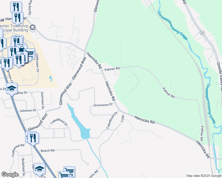 map of restaurants, bars, coffee shops, grocery stores, and more near 245 Henricks Road in Butler