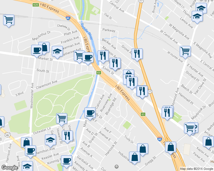 map of restaurants, bars, coffee shops, grocery stores, and more near 18 Roselle Avenue in Lodi