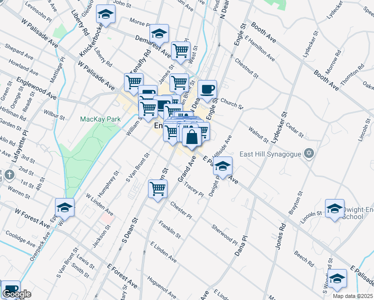 map of restaurants, bars, coffee shops, grocery stores, and more near in Englewood