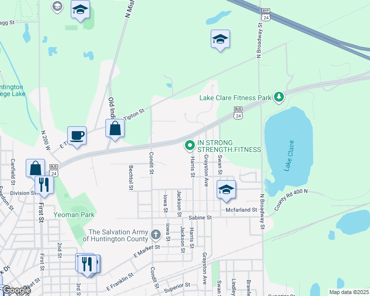 map of restaurants, bars, coffee shops, grocery stores, and more near 2010 Old U.S. 24 in Huntington