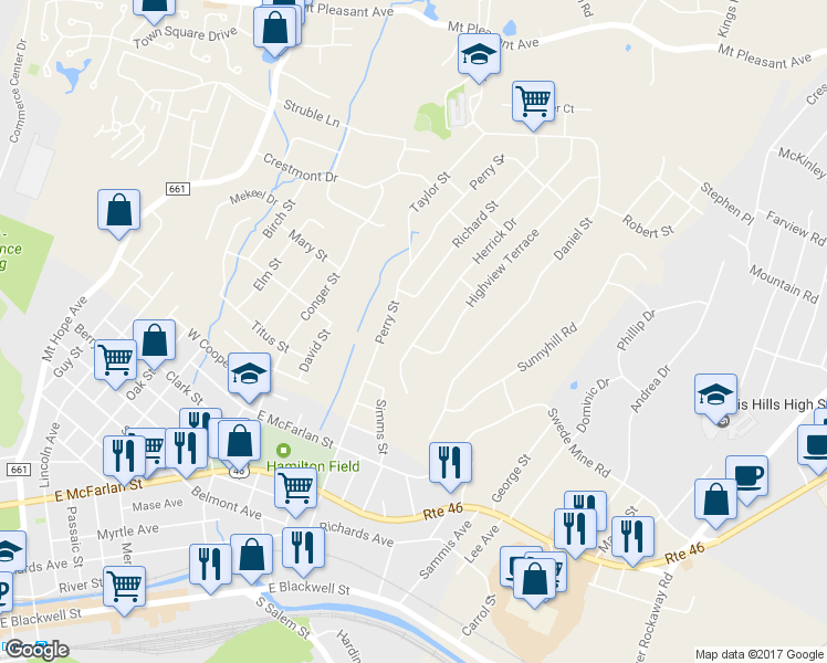 map of restaurants, bars, coffee shops, grocery stores, and more near 455 Herrick Drive in Dover