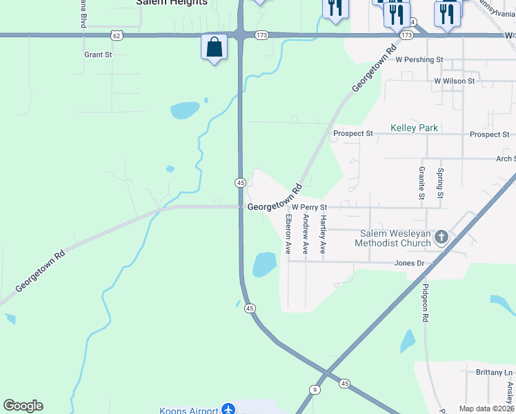 map of restaurants, bars, coffee shops, grocery stores, and more near 858 Georgetown Rd in Salem