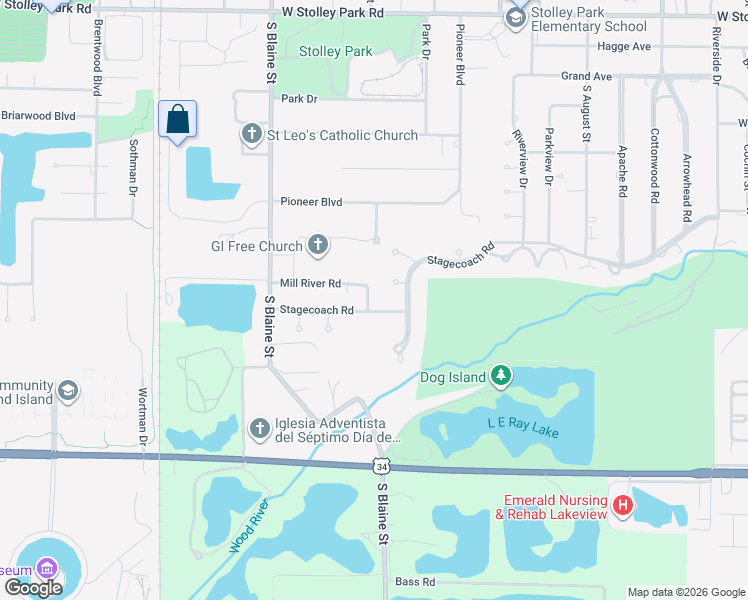 map of restaurants, bars, coffee shops, grocery stores, and more near 2701-2799 Wagon Road in Grand Island