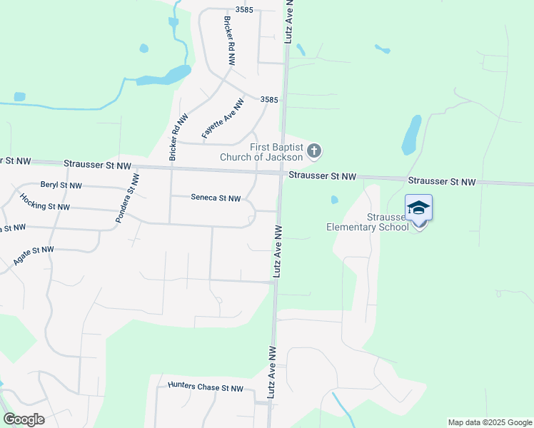map of restaurants, bars, coffee shops, grocery stores, and more near 9100 Hocking Street Northwest in Massillon