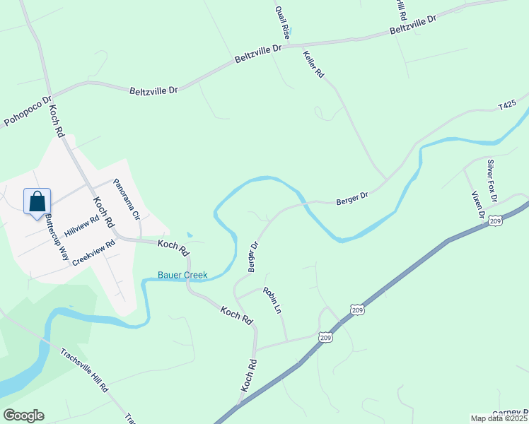 map of restaurants, bars, coffee shops, grocery stores, and more near 251 Whitey B Drive in Kunkletown