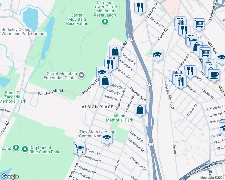 map of restaurants, bars, coffee shops, grocery stores, and more near 39 Summit Avenue in Clifton
