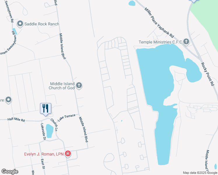 map of restaurants, bars, coffee shops, grocery stores, and more near 33 Ethan Circle in Middle Island