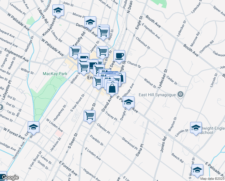 map of restaurants, bars, coffee shops, grocery stores, and more near in Englewood