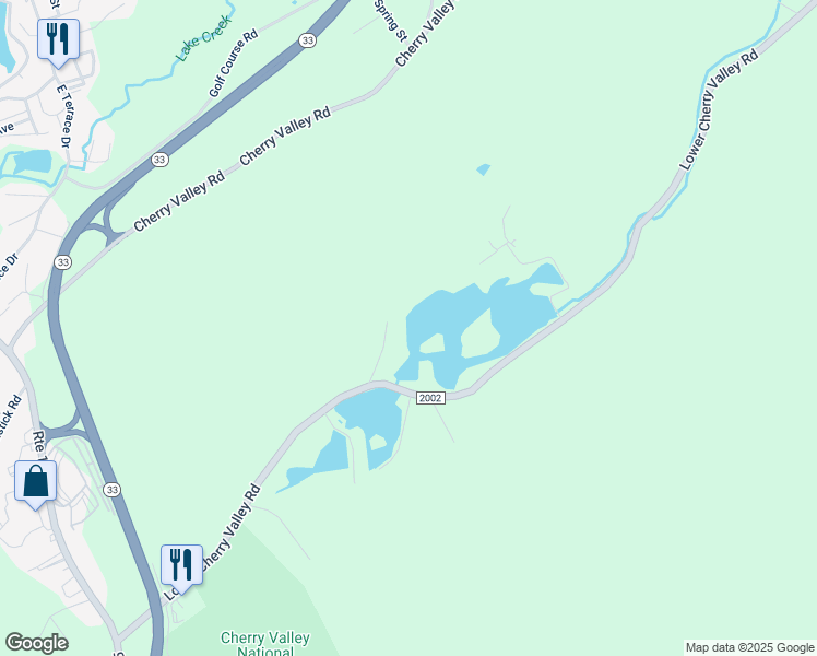 map of restaurants, bars, coffee shops, grocery stores, and more near 122 Cedar Lane in Saylorsburg
