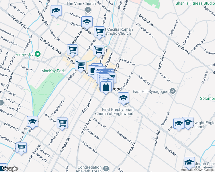 map of restaurants, bars, coffee shops, grocery stores, and more near in Englewood