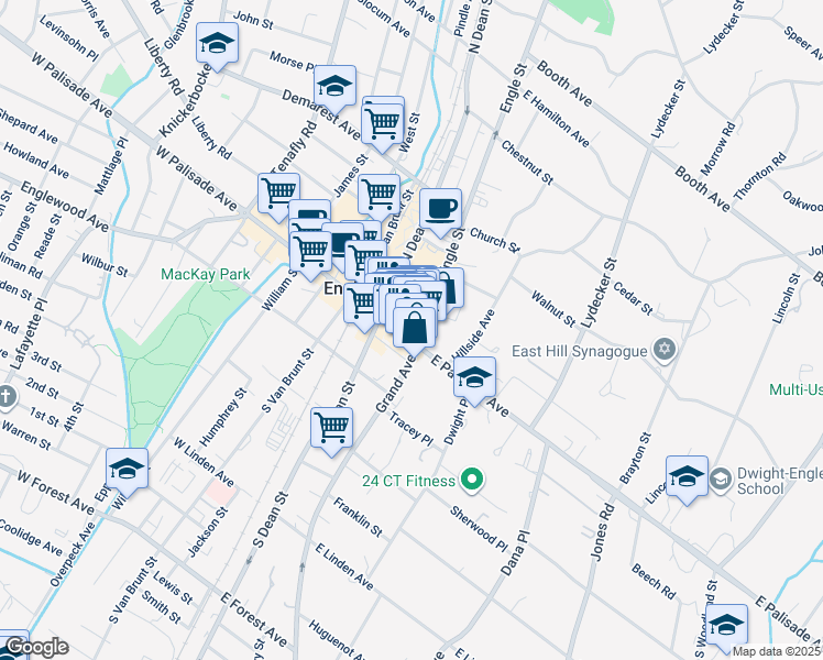 map of restaurants, bars, coffee shops, grocery stores, and more near in Englewood