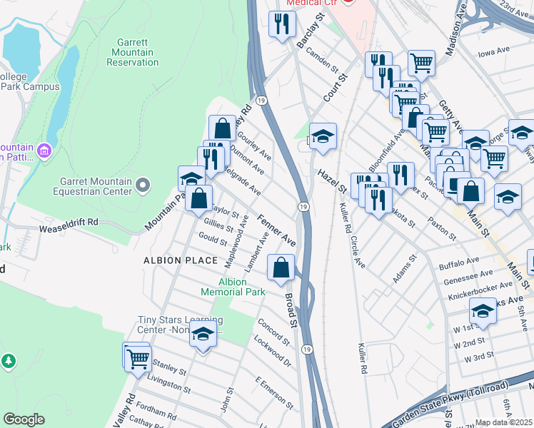 map of restaurants, bars, coffee shops, grocery stores, and more near 54 Fenner Avenue in Clifton