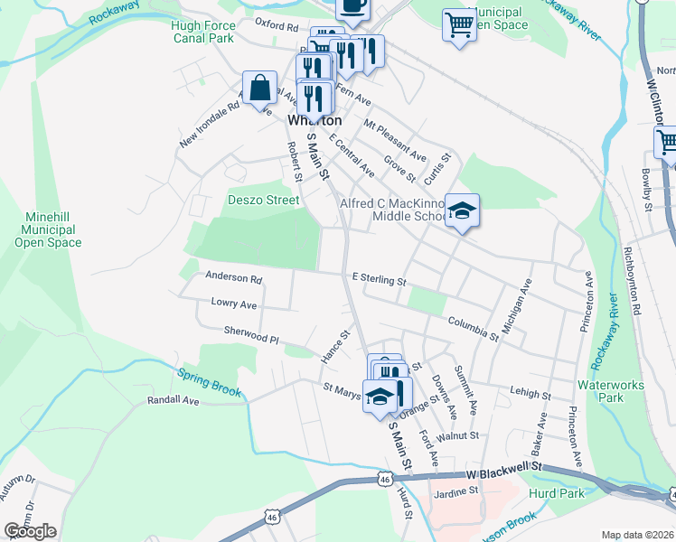 map of restaurants, bars, coffee shops, grocery stores, and more near in Wharton