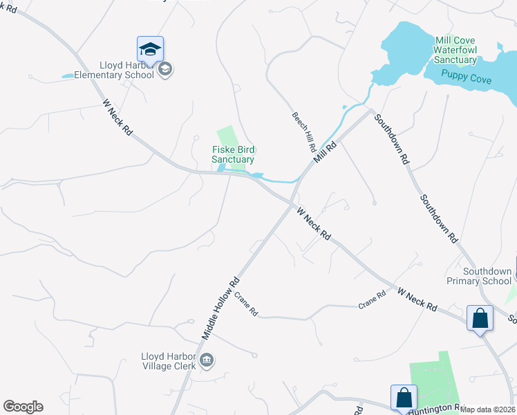 map of restaurants, bars, coffee shops, grocery stores, and more near 381 West Neck Road in Lloyd Harbor