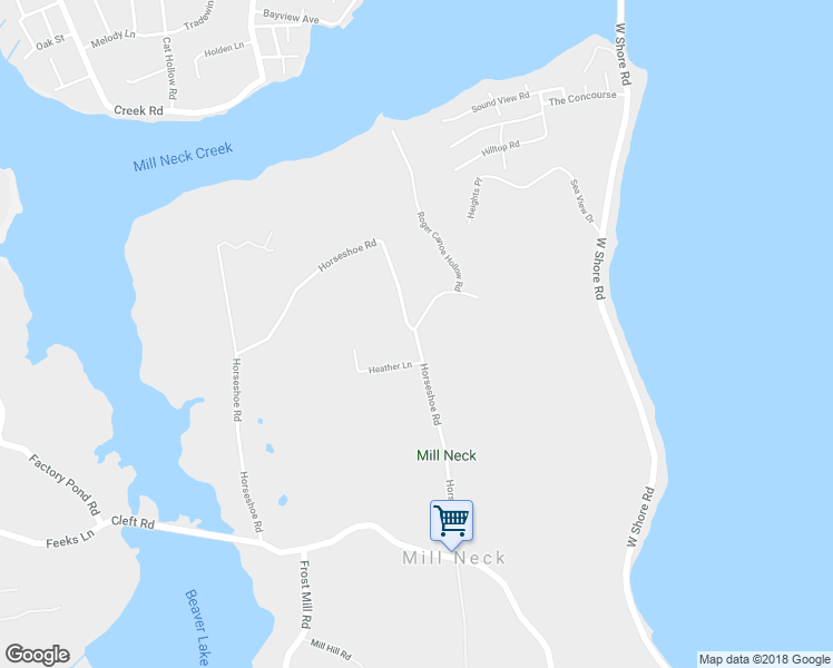 map of restaurants, bars, coffee shops, grocery stores, and more near 133 Horseshoe Road in Mill Neck