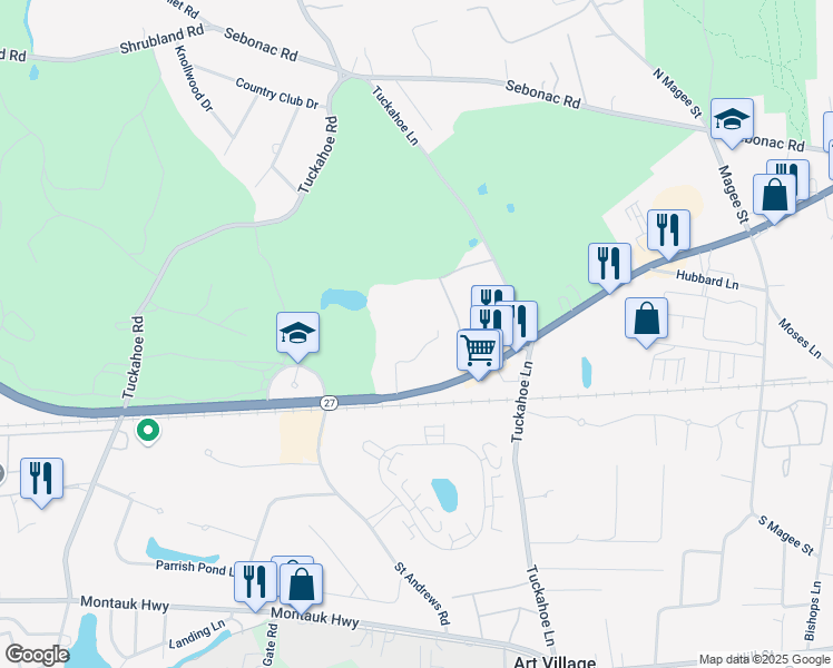 map of restaurants, bars, coffee shops, grocery stores, and more near 901 County Road 39 in Southampton