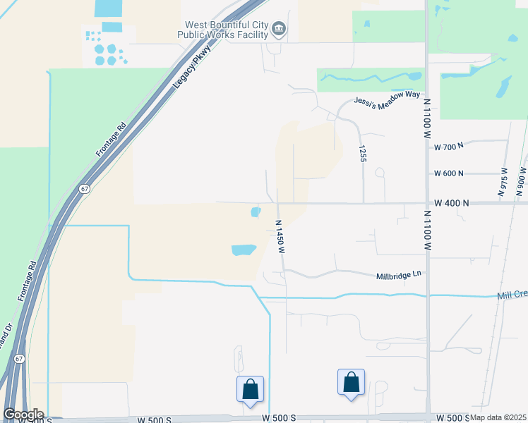 map of restaurants, bars, coffee shops, grocery stores, and more near 390 North 1500 West in West Bountiful