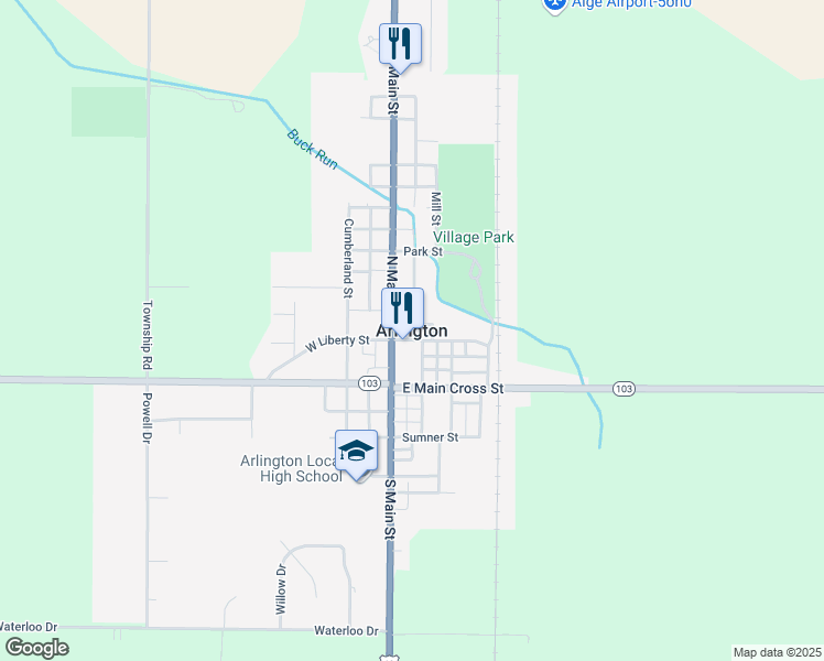 map of restaurants, bars, coffee shops, grocery stores, and more near in Arlington