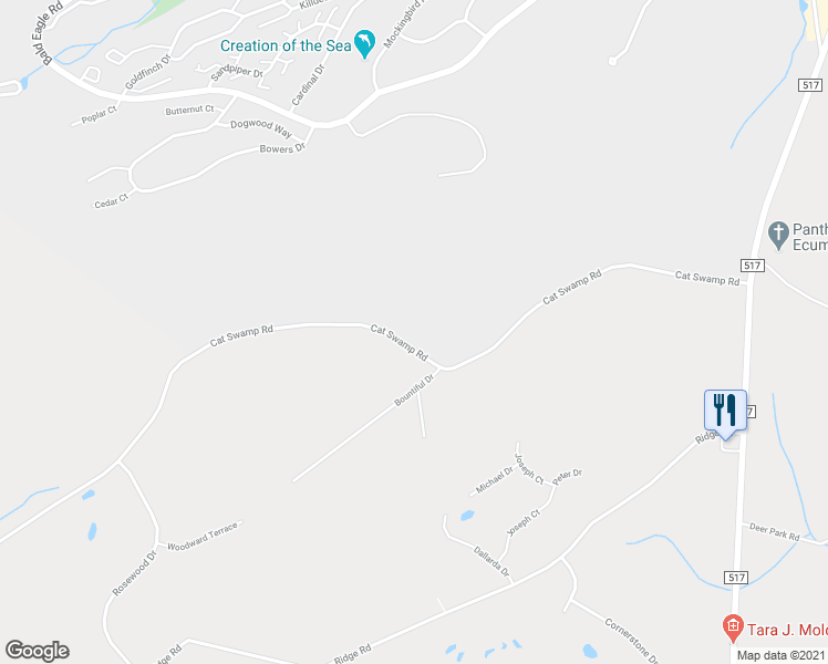 map of restaurants, bars, coffee shops, grocery stores, and more near 83 Cat Swamp Road in Hackettstown