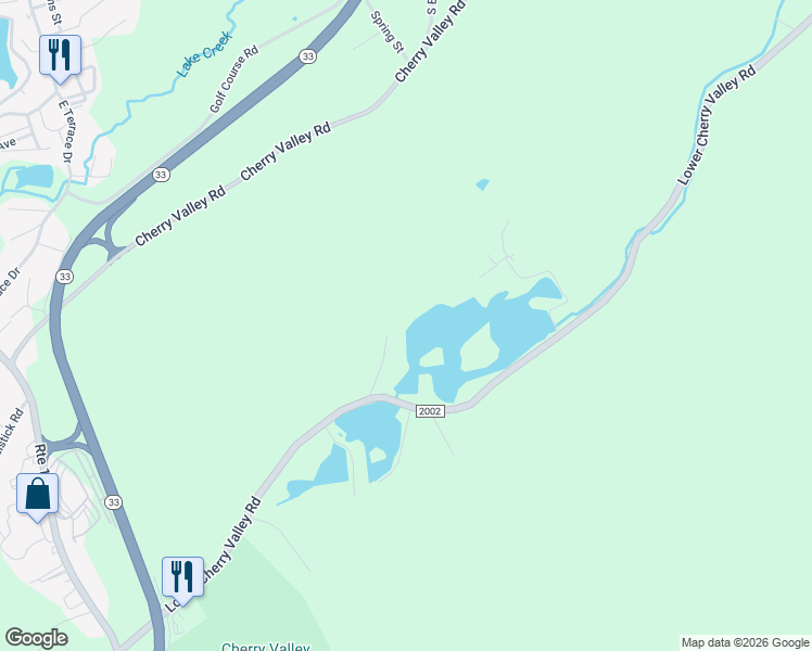 map of restaurants, bars, coffee shops, grocery stores, and more near Cedar Lane in Stroudsburg