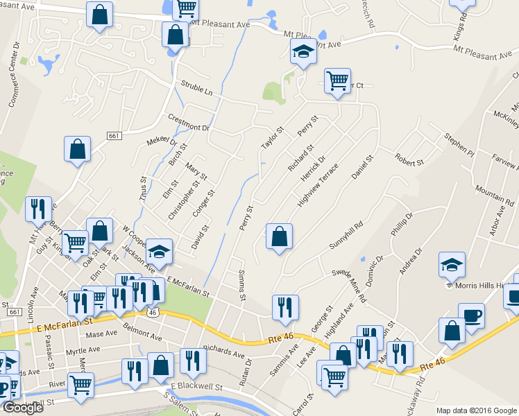 map of restaurants, bars, coffee shops, grocery stores, and more near 455 Herrick Drive in Dover
