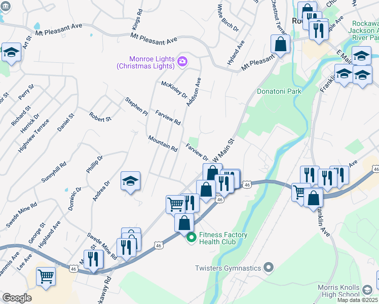 map of restaurants, bars, coffee shops, grocery stores, and more near 30 Farview Road in Rockaway