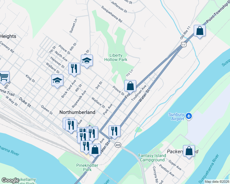 map of restaurants, bars, coffee shops, grocery stores, and more near 200-278 Prince Street in Northumberland