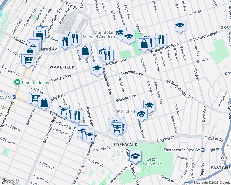 map of restaurants, bars, coffee shops, grocery stores, and more near 4149 De Reimer Avenue in Bronx