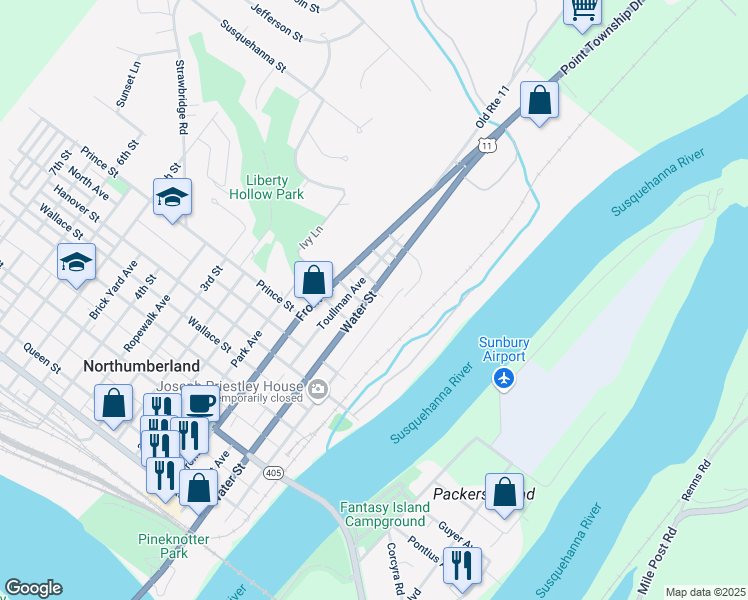 map of restaurants, bars, coffee shops, grocery stores, and more near 781 Toullman Avenue in Northumberland