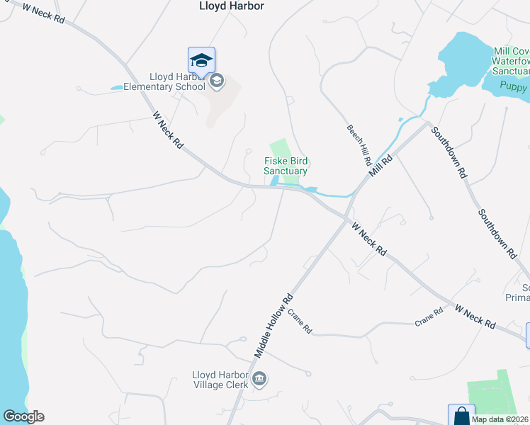 map of restaurants, bars, coffee shops, grocery stores, and more near 395 West Neck Road in Lloyd Harbor