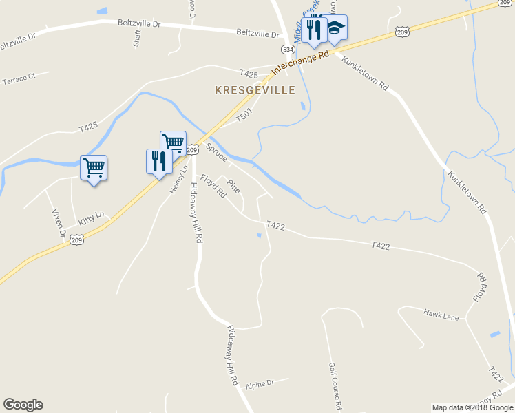 map of restaurants, bars, coffee shops, grocery stores, and more near Brook Street in Monroe