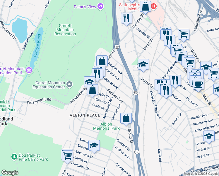 map of restaurants, bars, coffee shops, grocery stores, and more near 93 Belgrade Avenue in Clifton
