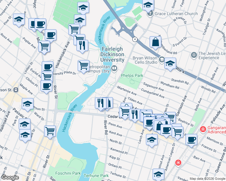 map of restaurants, bars, coffee shops, grocery stores, and more near 680 Martense Avenue in Teaneck