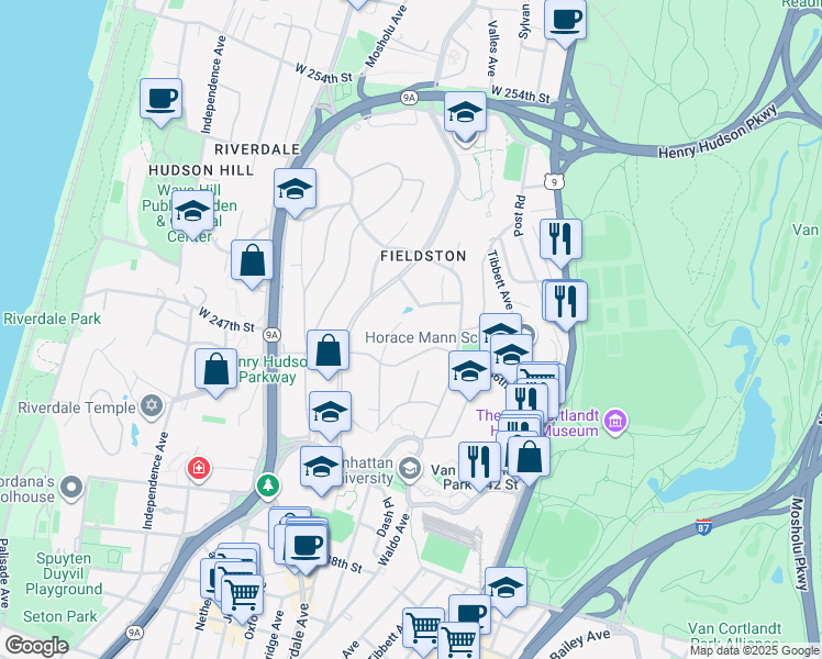 map of restaurants, bars, coffee shops, grocery stores, and more near 4621 Livingston Avenue in Bronx