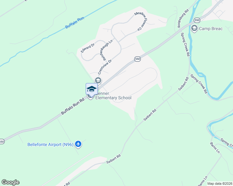 map of restaurants, bars, coffee shops, grocery stores, and more near Millgate Rd in Bellefonte