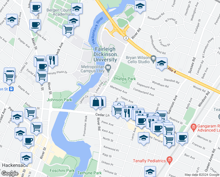 map of restaurants, bars, coffee shops, grocery stores, and more near 680 Martense Ave in Teaneck