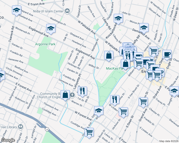 map of restaurants, bars, coffee shops, grocery stores, and more near 43 Coriander Way in Englewood