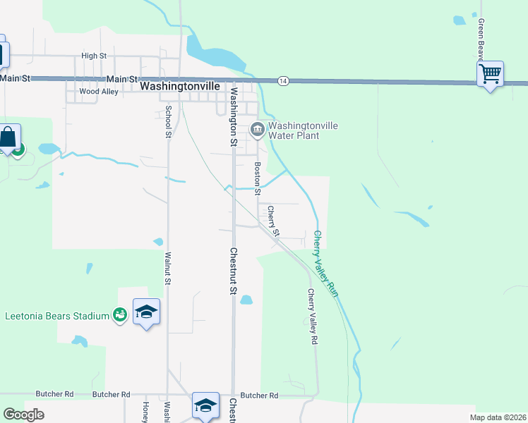 map of restaurants, bars, coffee shops, grocery stores, and more near 825 Cherry Street in Washingtonville