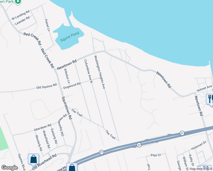 map of restaurants, bars, coffee shops, grocery stores, and more near 152 Washington Heights Avenue in Hampton Bays