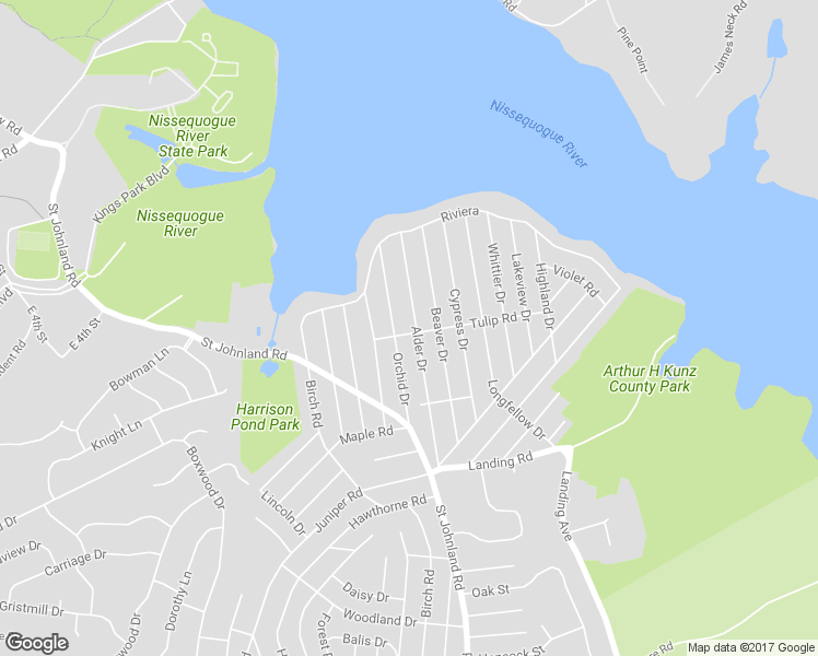 map of restaurants, bars, coffee shops, grocery stores, and more near 33 Tulip Road in Kings Park