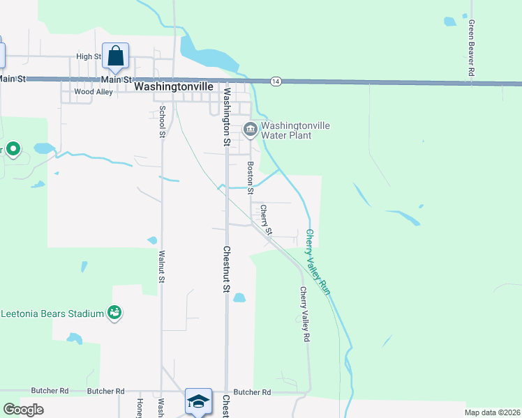 map of restaurants, bars, coffee shops, grocery stores, and more near 825 Cherry Street in Washingtonville