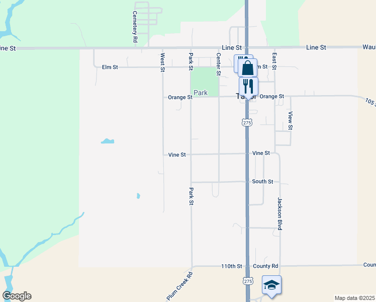map of restaurants, bars, coffee shops, grocery stores, and more near 300-398 Vine St in Tabor