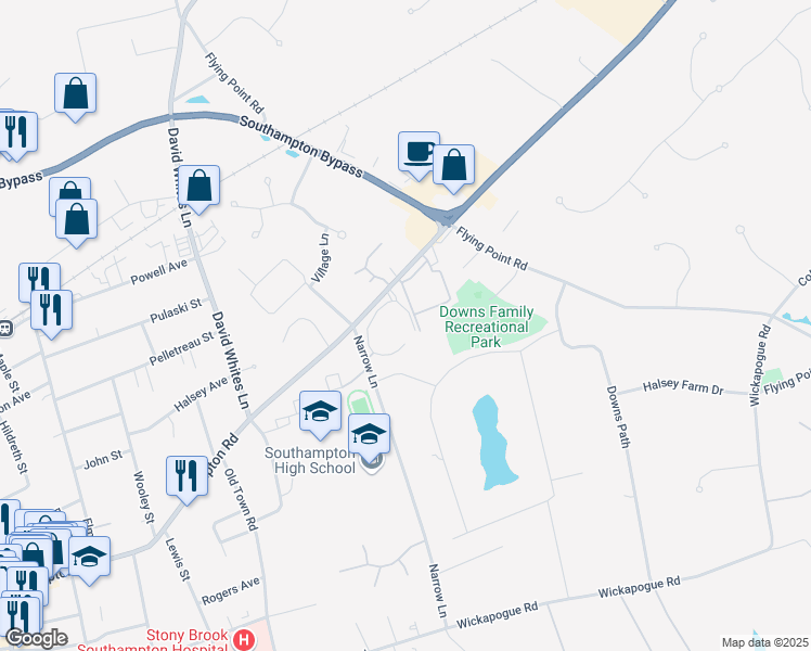 map of restaurants, bars, coffee shops, grocery stores, and more near 520 New York 27A in Southampton