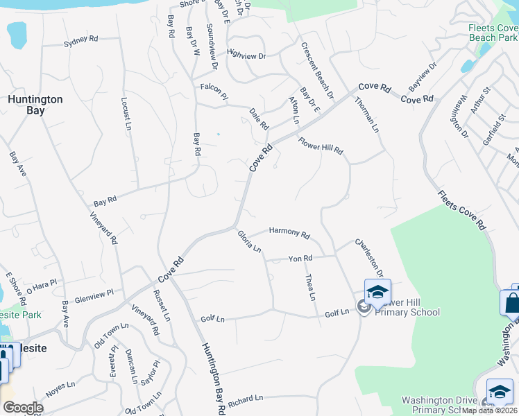 map of restaurants, bars, coffee shops, grocery stores, and more near 52 Cove Road in Huntington