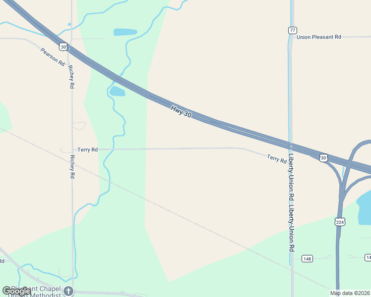 map of restaurants, bars, coffee shops, grocery stores, and more near Township Highway 160 in Van Wert County