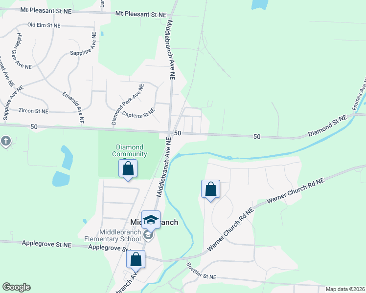 map of restaurants, bars, coffee shops, grocery stores, and more near in Middlebranch