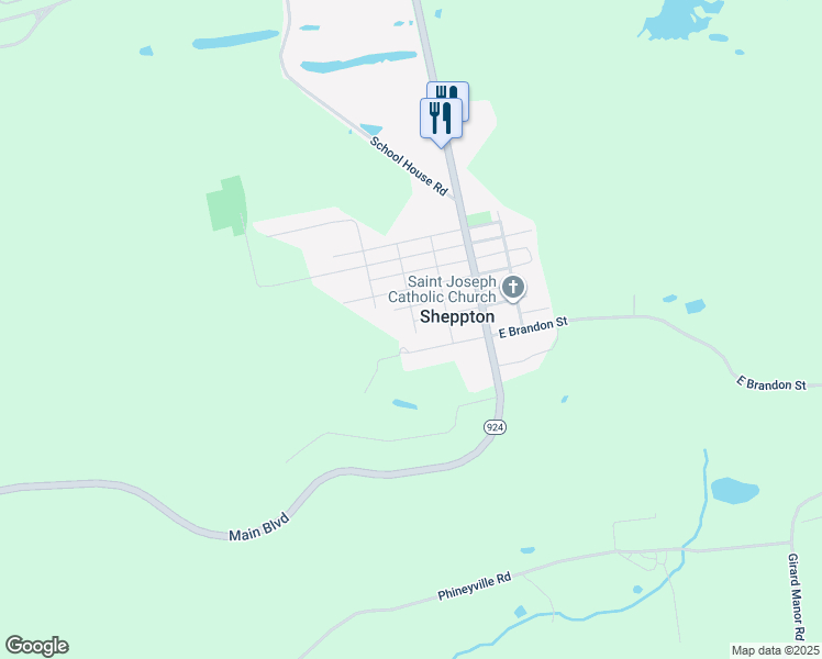 map of restaurants, bars, coffee shops, grocery stores, and more near 1 Washington Street in Sheppton