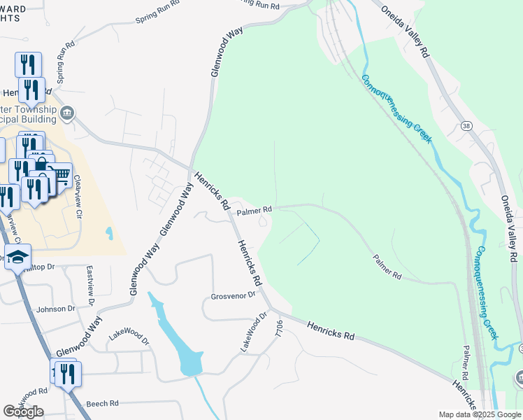 map of restaurants, bars, coffee shops, grocery stores, and more near 10 Clearview Meadows in Butler