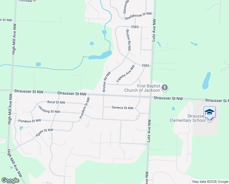 map of restaurants, bars, coffee shops, grocery stores, and more near 7431 Shadyview Avenue Northwest in Massillon